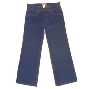 Tex Max Azria Western Jeans W 31 Wide Leg Mid Rise Dark Wash Blue Embroidered